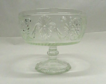 Pedestal Bowl Clear Sandwich glass Vintage