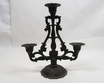 Candelabra Cast Iron 3 tier Ornate Vintage home decor