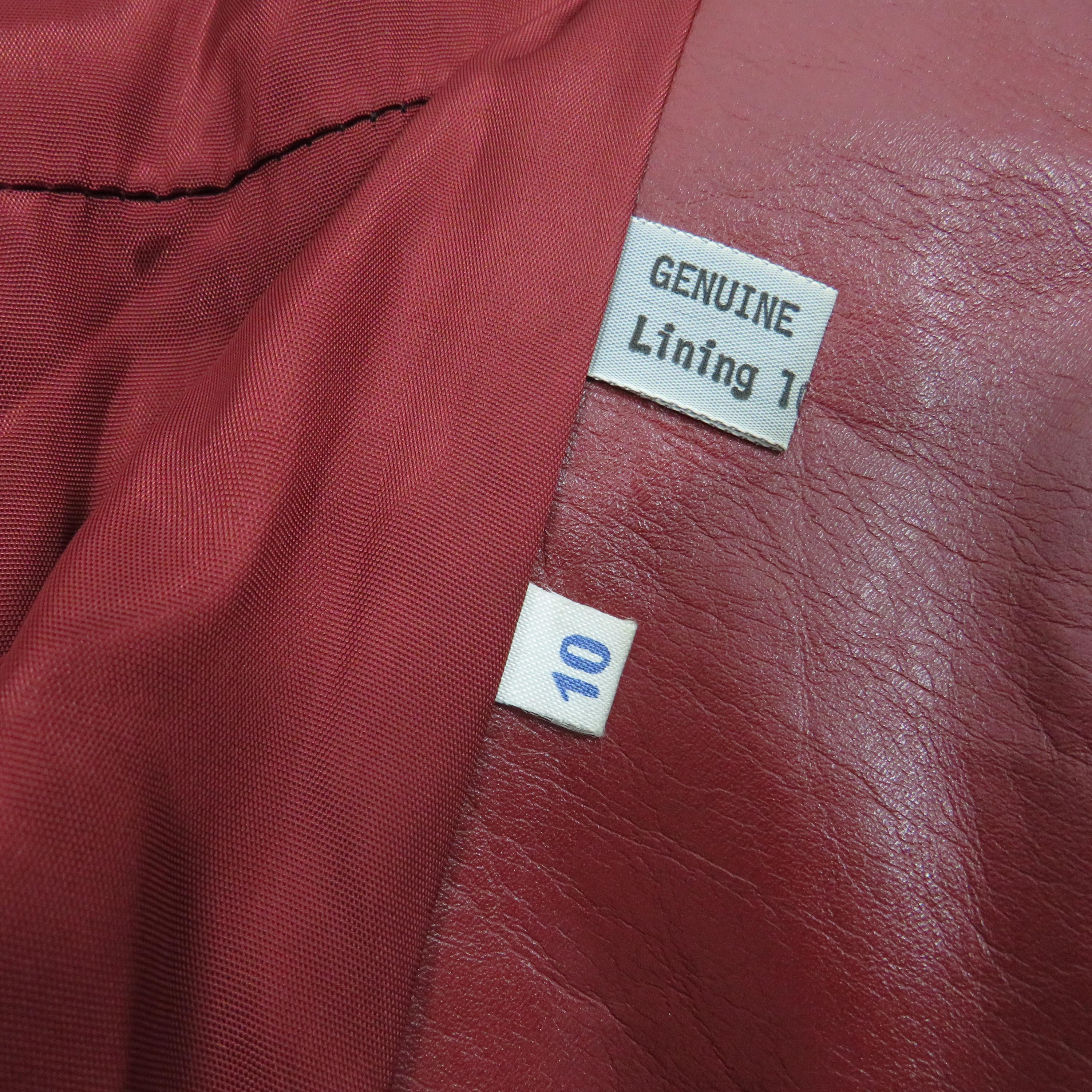 Red Leather Jacket Long Ladies Size 10 Vintage Clothing - Etsy