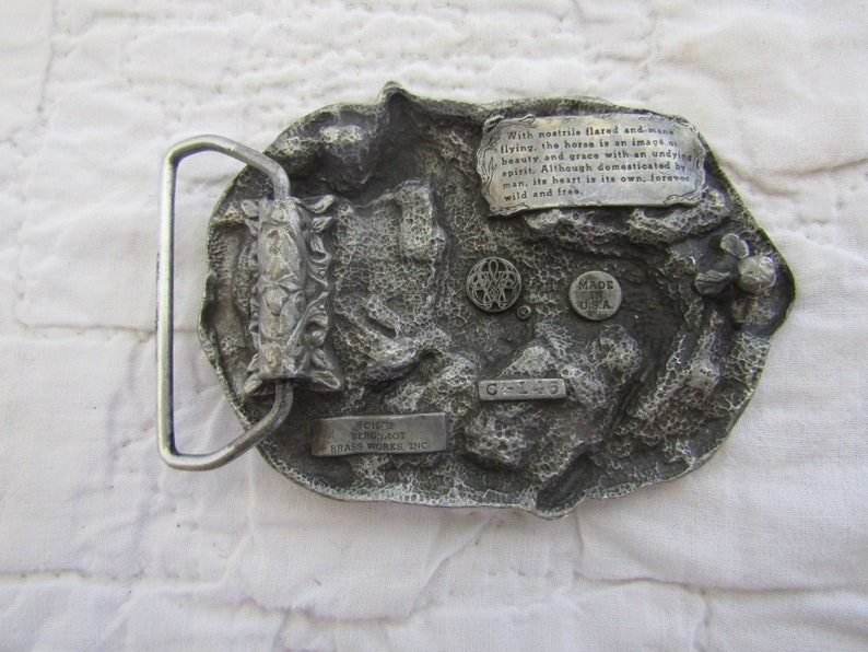 Pewter Bergamot Horse Belt Buckle 1983