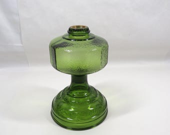 Glass Oil Lamp Base Green Vintage collectible