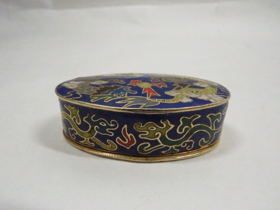 Trinket Box Dragon metal with enamel Vintage - image 2