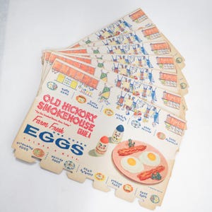 7 cartones de huevos Old Hickory Smokehouse Publicidad vintage