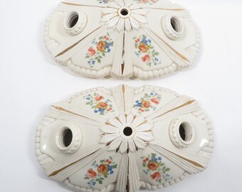 2 Lights Ceramic Ceiling Floral Vintage