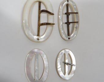 4 Buckles Mother of Pearl Vintage Accessories collectible