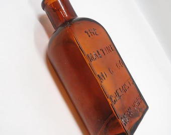 Apothecary Bottle Amber glass The Maltine MFG Co Chemists New York Vintage Pharmacy collectible