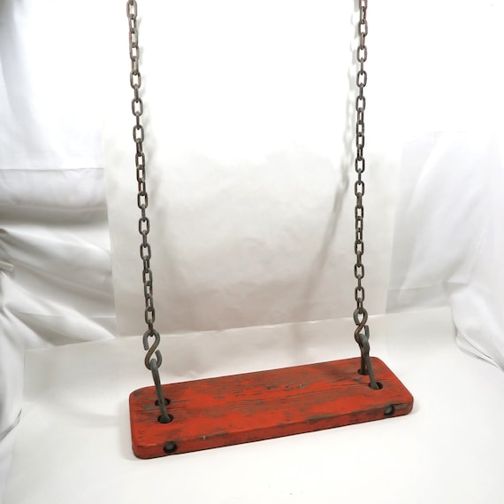Columpio al aire libre Madera Metal Cadena Pesada Vintage Etsy