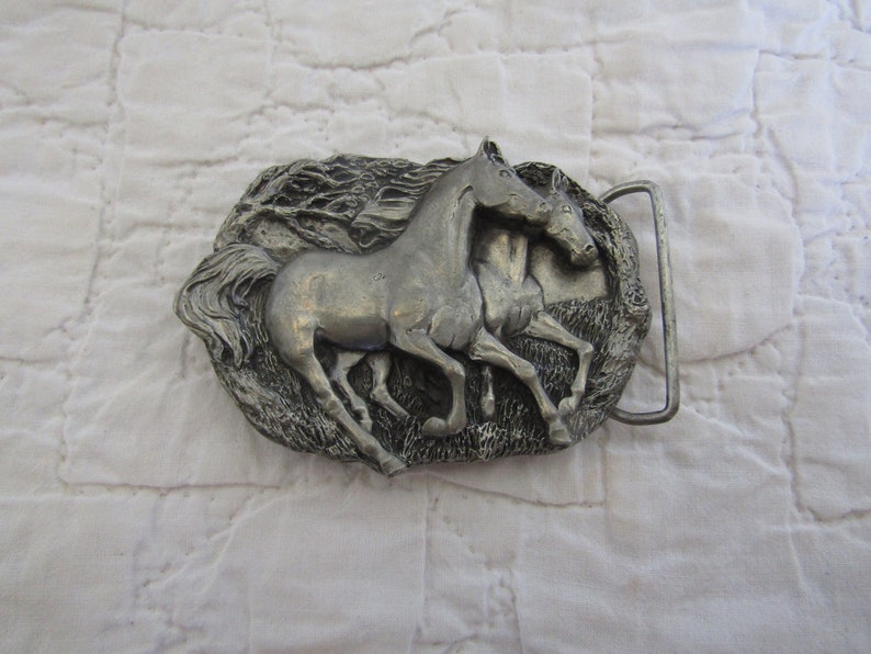 Pewter Bergamot Horse Belt Buckle 1983
