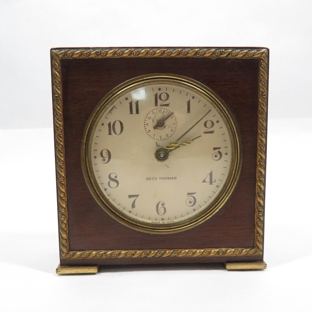 Seth Thomas Clock Alarm Wood / Brass Vintage Collectible - Etsy