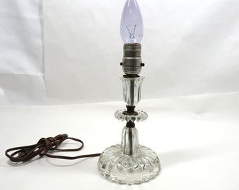 Glass Lamp Clear Ornate Home Lighting Vintage