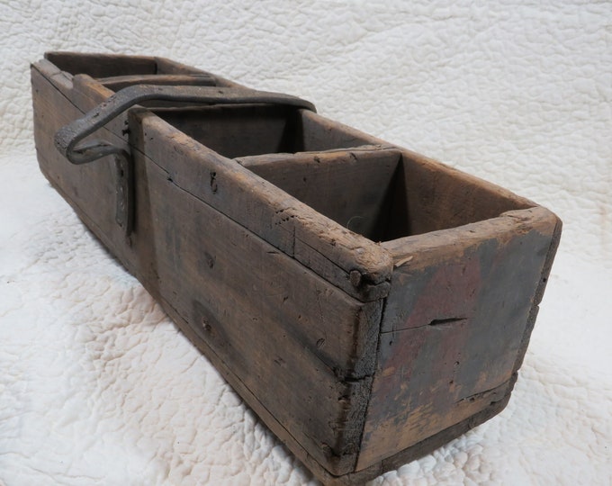 Wood Tool Box Leather Handle Antique Item Etsy