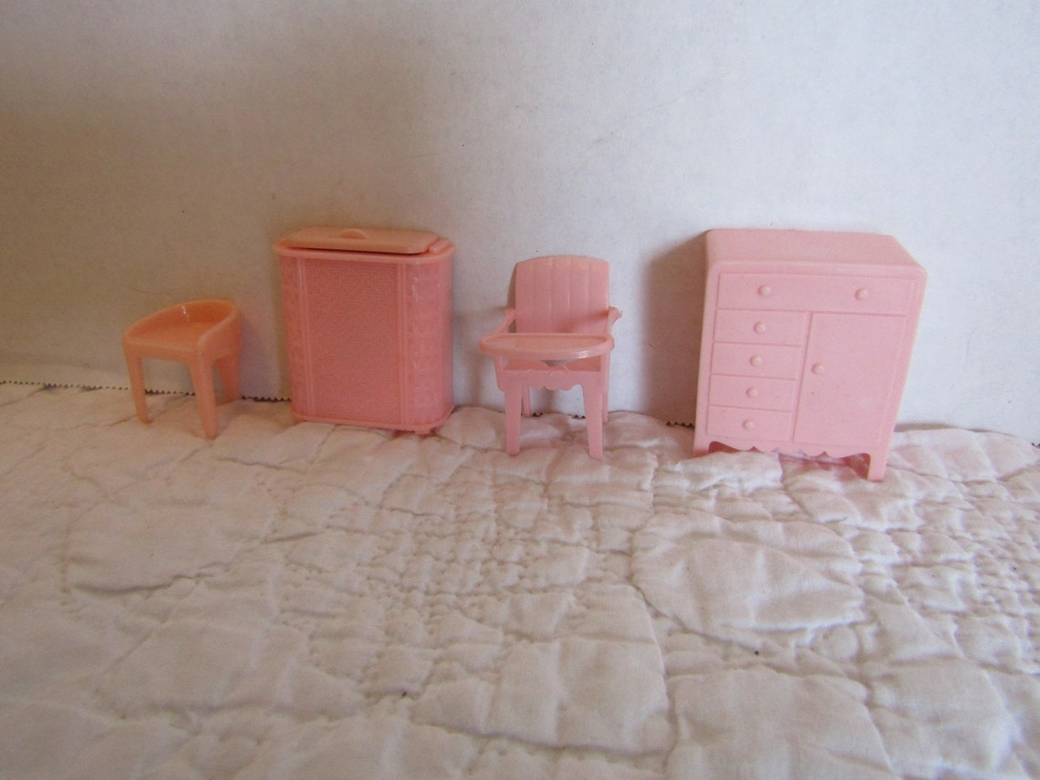 4 Plastic Furniture Miniature Dollhouse Vintage Etsy