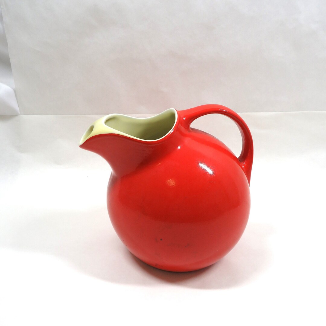Hall's Kitchenware Red Ceramic Pitcher Vintage Etsy