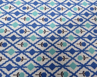 Cotton Cloth Fabric Vintage 1 3/4 yard x 36" geometric floral design
