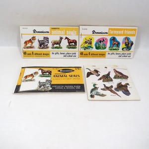 4 Animal Sticker Books Vintage Dennison