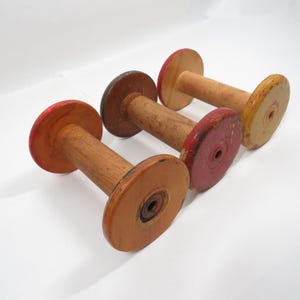 3 Wood Spools textile Mill Vintage items