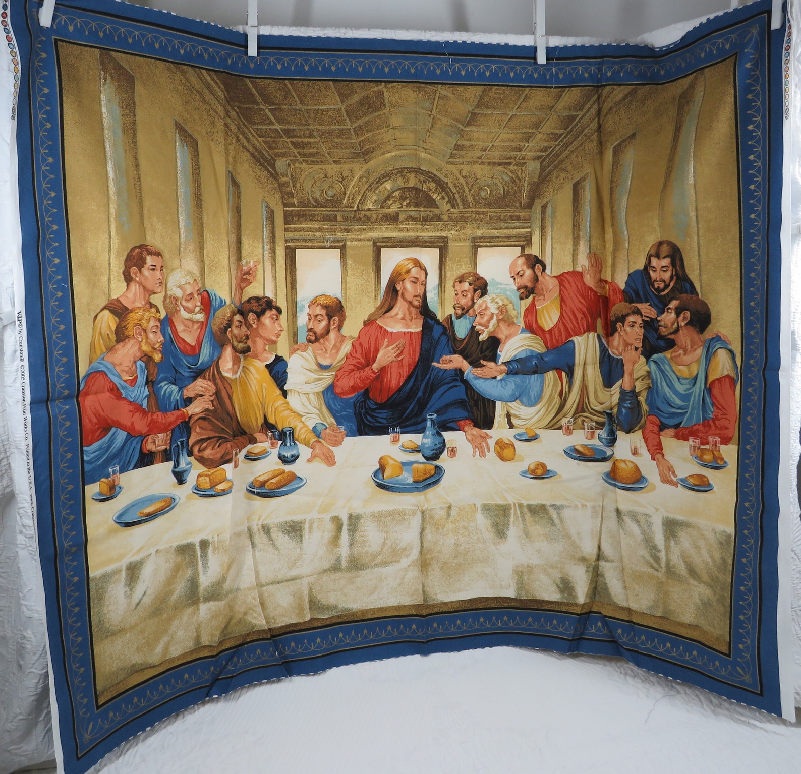 Last Supper Fabric Panel Cranston Print Vintage Etsy