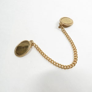 Sweater clip guard gold tone metal  Monogram letter D on ends Vintage accessory Granny core