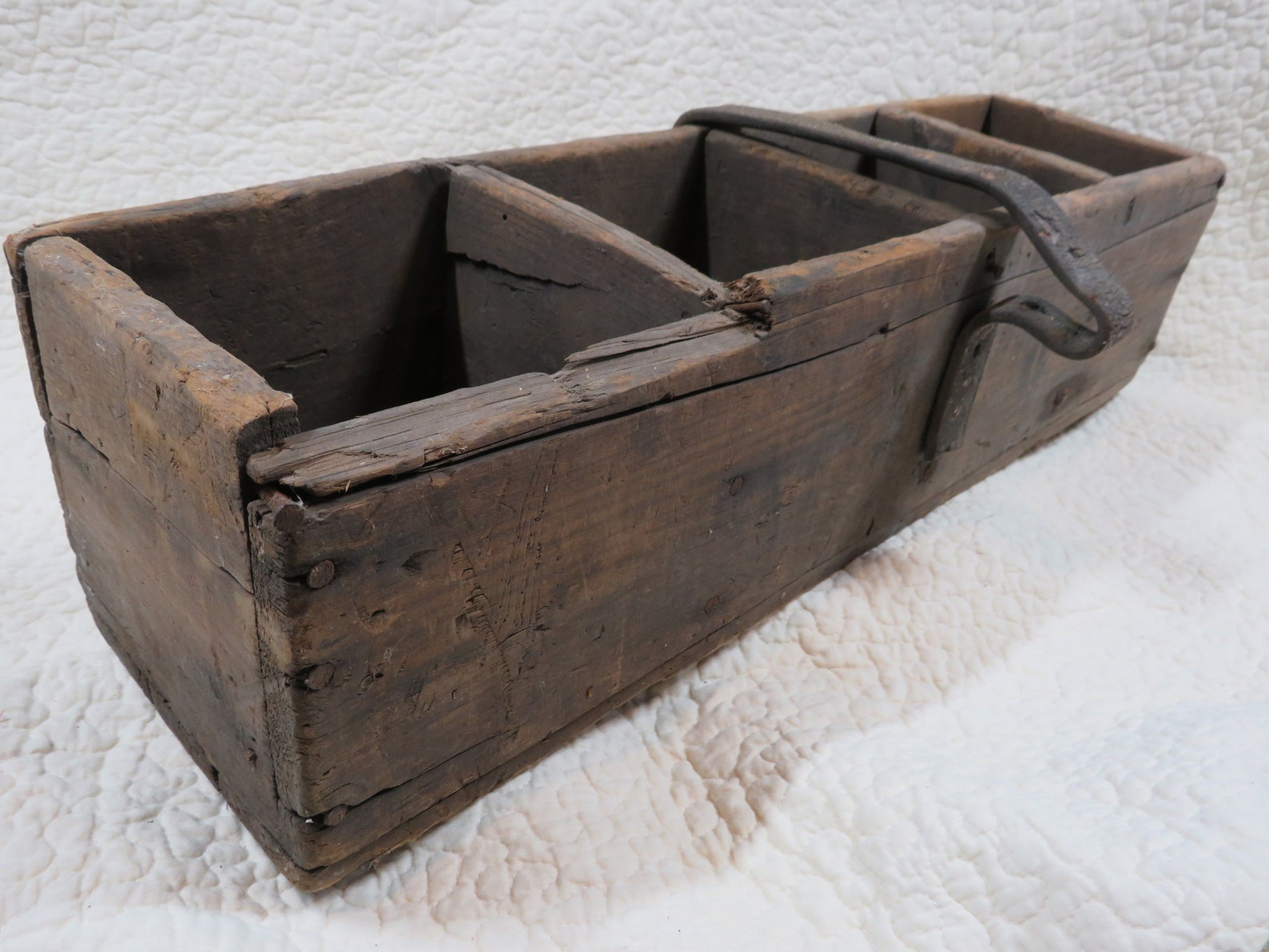 Wood Tool Box Leather Handle Antique Item Etsy