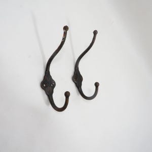 2 Cast Hooks Vintage Salvage Storage