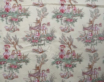 Cotton Toile Fabric 1 1/4 yards x 45" wide Sewing Craft Supply