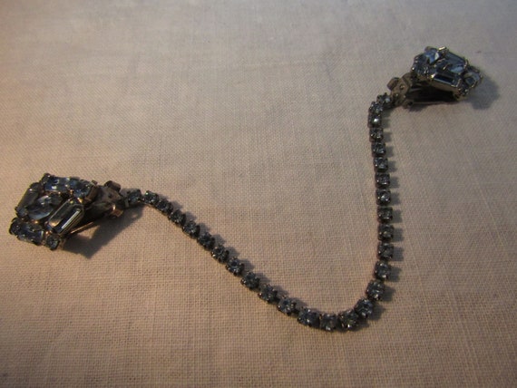 Blue Rhinestone Sweater clip / guard Vintage