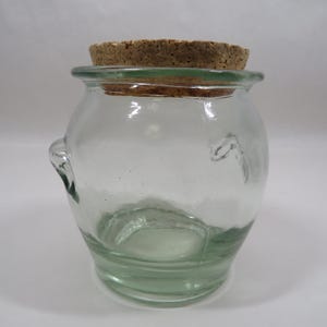 Green Glass Jar Cork Top Vintage collectible Storage