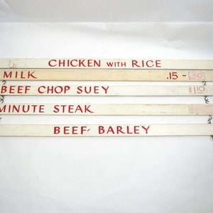 5 Restaurant Menu Salvage wood signs Vintage Hand painted