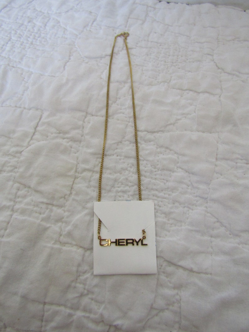 Vintage Cheryl Necklace on card Block Letters