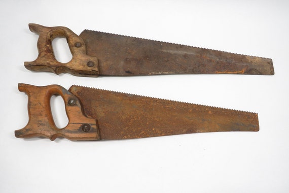 2 Hand Saws Wood and Steel Vintage Tools Etsy Canada