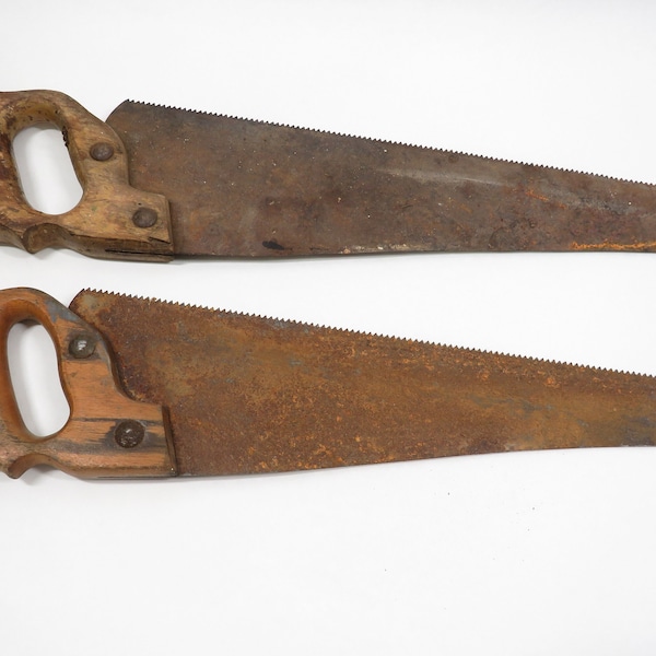 2 Hand Saws Wood and Steel Vintage Tools