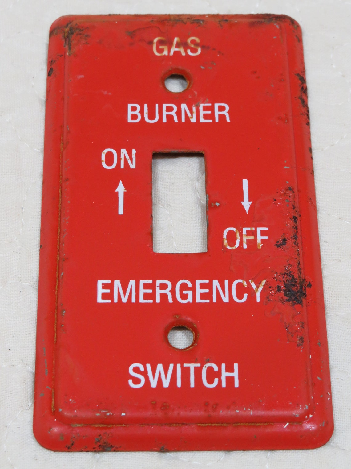 Gas Burner Emergency switch Plate metal Vintage Etsy