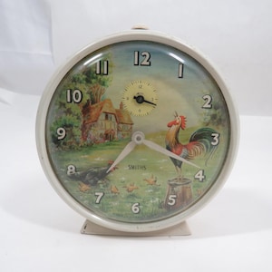 Smiths Alarm Clock mid century Vintage farm scene