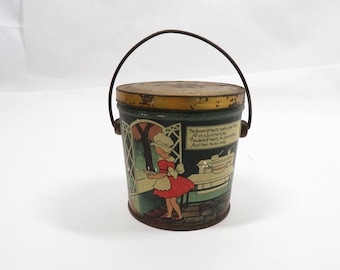 Tin Storage Queen of Hearts Litho Antique Collectible