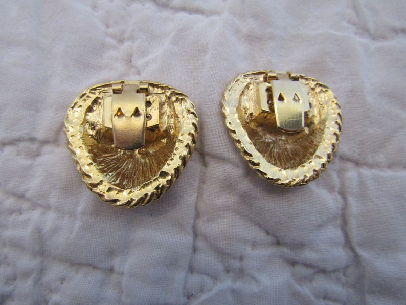 Shoe or Dress Clips Off White and Gold tone metal SALE Vintage Item