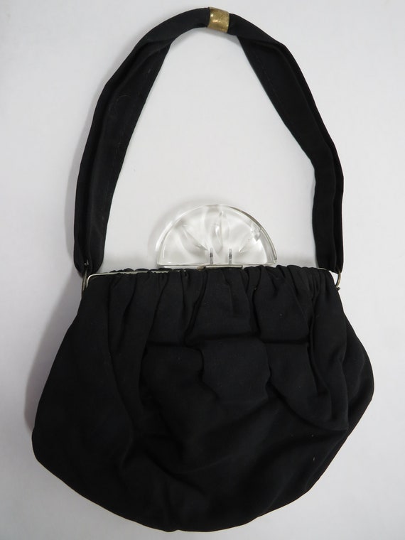 Fabric Purse Lucite decoration Vintage handbag co… - image 3