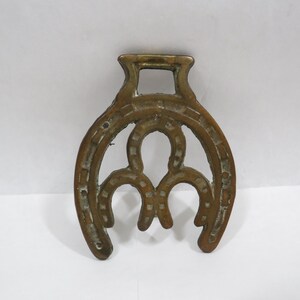 Horse Harness Medallion Brass Vintage collectible Horseshoes
