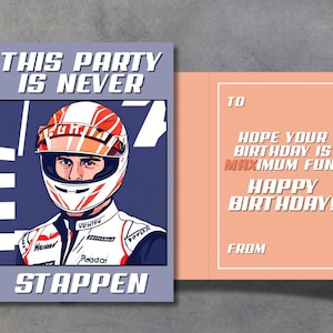 Carte d'anniversaire Max Verstappen Formule 1 F1 | Carte numérique personnalisable