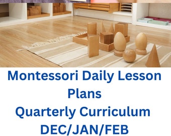 Montessori lesson plans fully written DAILY curriculum QUARTERLY 12 weeks of  Step by Step Guide for Montessori Teachers Authentic AMS