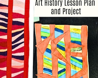 Black History Art Gees Bend Red Quilt Collage K-6 Painting Lesson Common Core Art History Drawing Elementary Art camp Homeschool Art Club