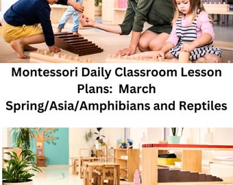 Montessori DAILY curriculum MARCH Monthly Lesson Plan  4 weeks of  Step by Step Guide for Montessori Teachers Authentic Thorough AMS