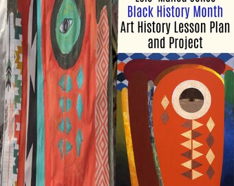 Black History Art Lois Mailou Jones K-6 Painting Lesson Common Core Art History Drawing Elementary Art camp Homeschool Art Club