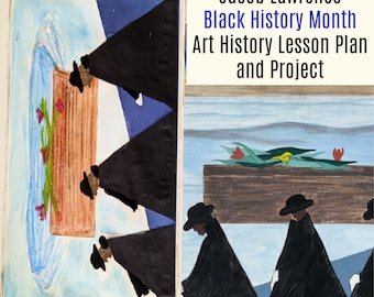 Black History Art Jacob Lawrence No. 55 1-6 Painting Lesson Common Core Art History Drawing Elementary Art camp Homeschool Art Club