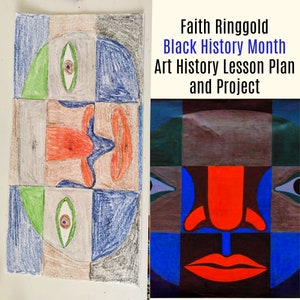 Black History Art Faith Ringgold Black Light K-5 Painting Lesson Common Core Art History Drawing Elementary Art camp Homeschool Art Club