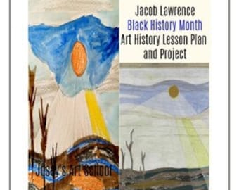 Black History Art Lesson Jacob Lawrence Grade K-6 Painting Lesson Common Core Art History Drawing Elementary Art camp Homeschool Art Club