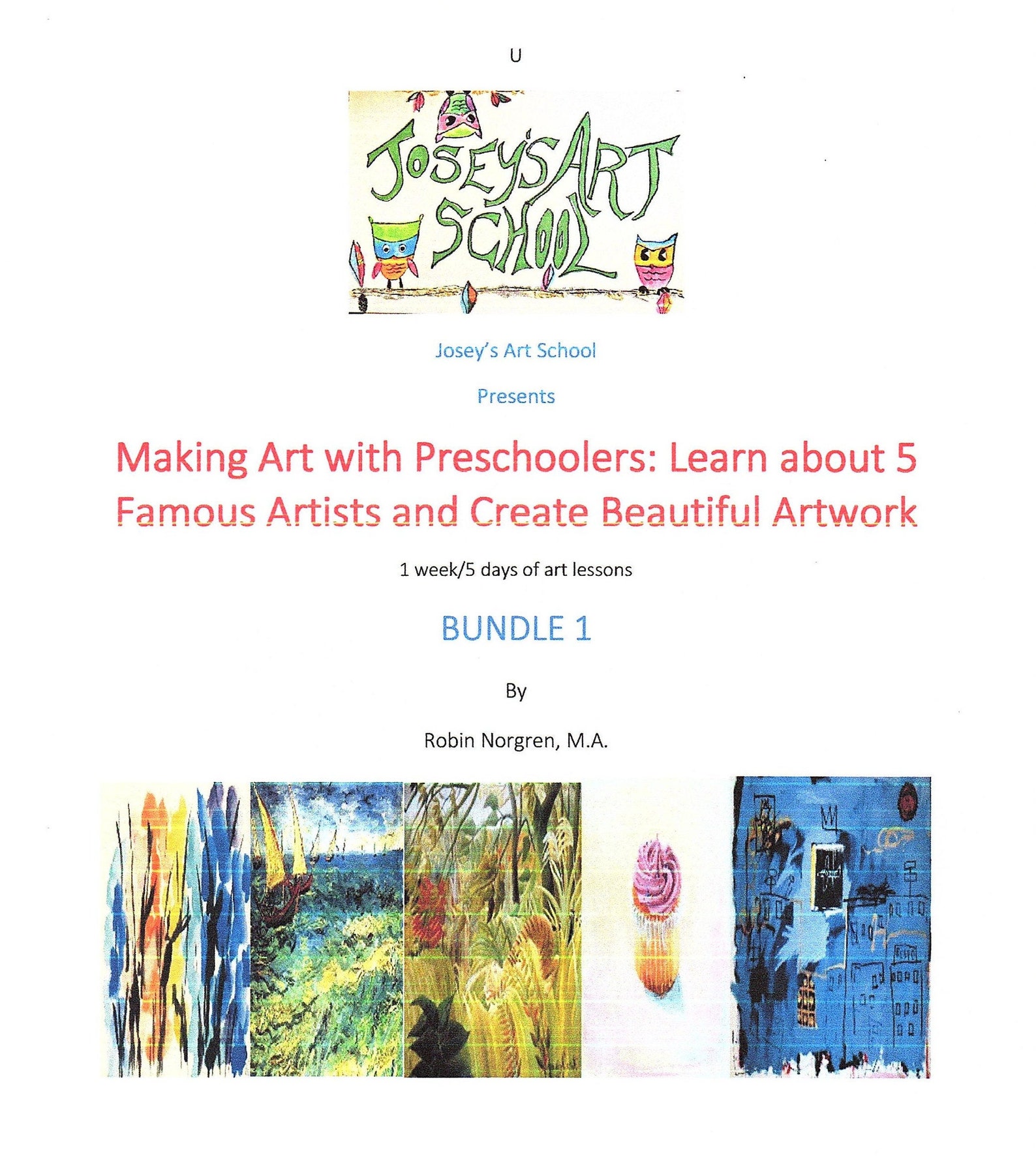BUNDLE 5 PREK Art Lessons Bundle Famous Artists Art Learning Etsy