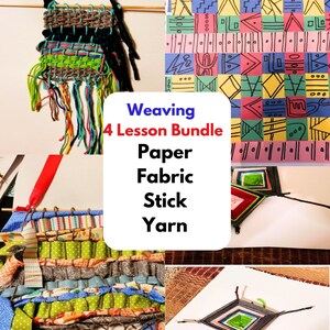 Beginner Weaving Lesson Bundle Paper Fabric Yarn Sticks Pre-K to 6th Grade PDF How To Easy