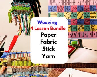 Beginner Weaving Lesson Bundle Paper Fabric Yarn Sticks Pre-K to 6th Grade PDF How To Easy