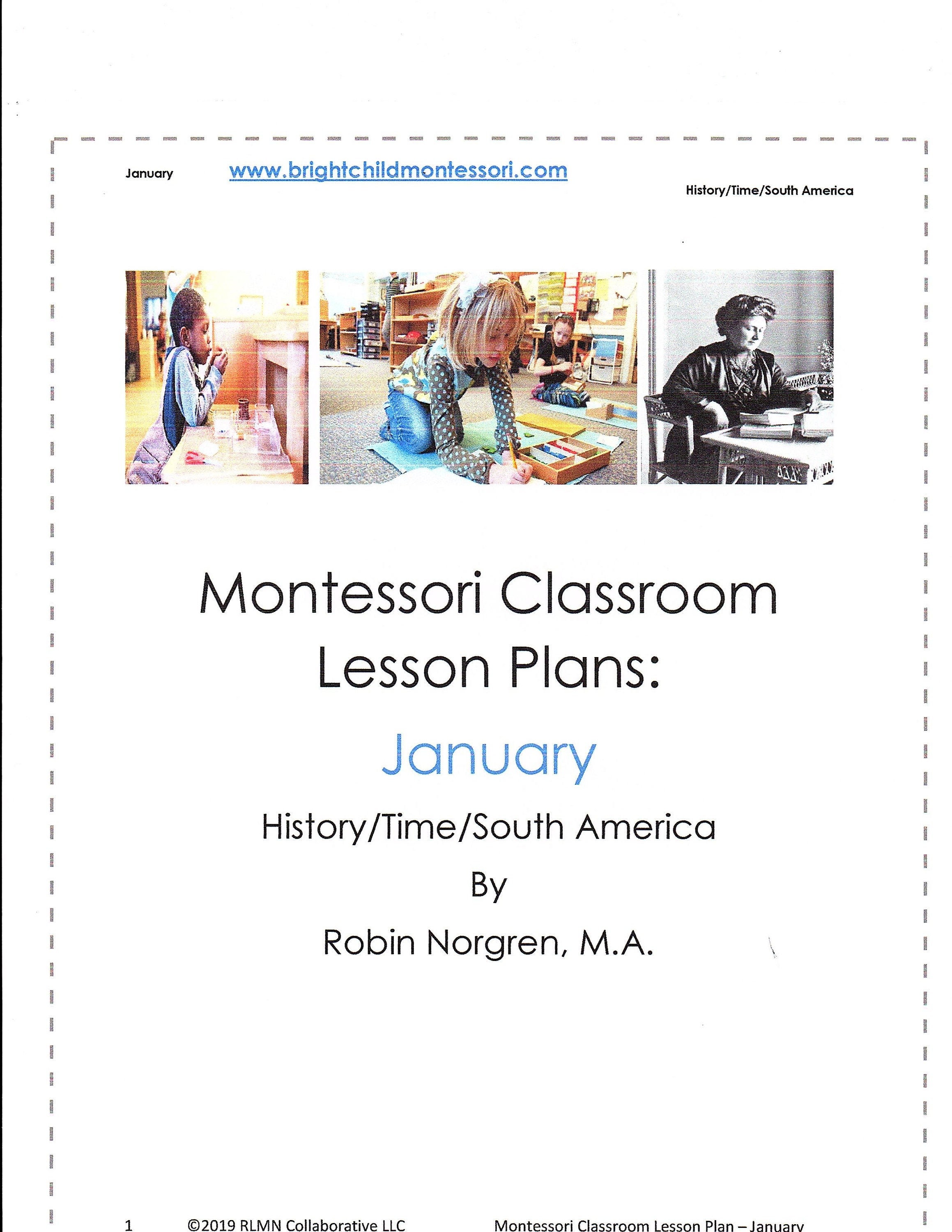Montessori DAILY curriculum JANUARY Monthly Lesson Plan 4 weeks of Step by  Step Guide for Montessori Teachers Authentic Thorough AMS