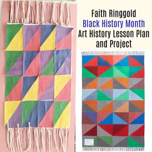 Black History Art Lesson Faith Ringgold Grade K-6 paper weaving Lesson Common Art History Drawing Elementary Art camp Homeschool Art Club